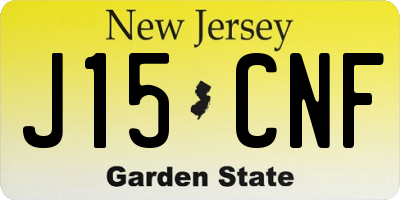 NJ license plate J15CNF