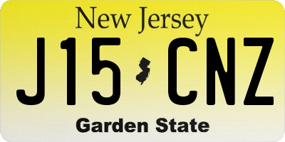 NJ license plate J15CNZ