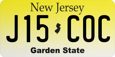 NJ license plate J15COC