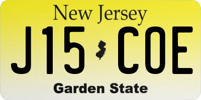 NJ license plate J15COE