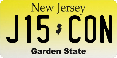 NJ license plate J15CON