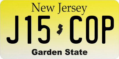 NJ license plate J15COP