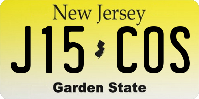 NJ license plate J15COS