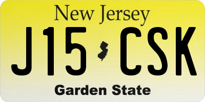 NJ license plate J15CSK