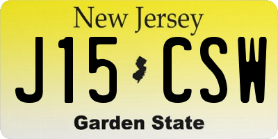 NJ license plate J15CSW