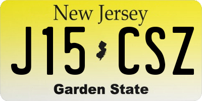 NJ license plate J15CSZ