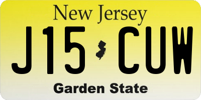 NJ license plate J15CUW