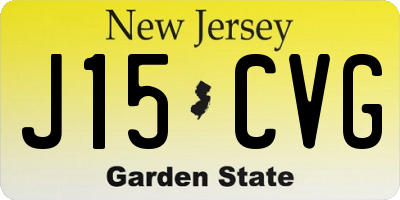 NJ license plate J15CVG