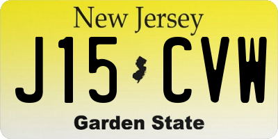 NJ license plate J15CVW