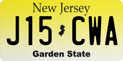 NJ license plate J15CWA