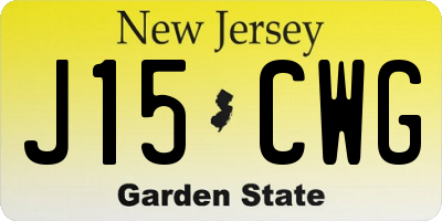 NJ license plate J15CWG