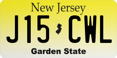 NJ license plate J15CWL