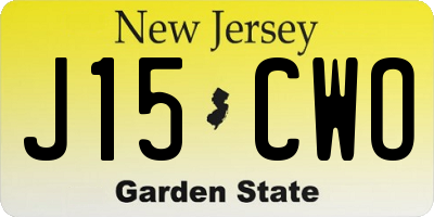 NJ license plate J15CWO