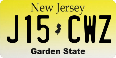 NJ license plate J15CWZ