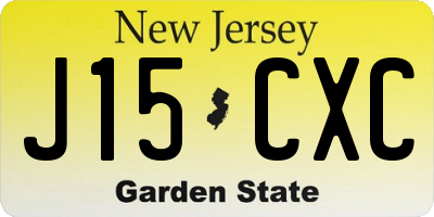 NJ license plate J15CXC