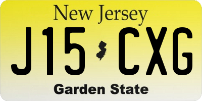 NJ license plate J15CXG