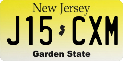 NJ license plate J15CXM