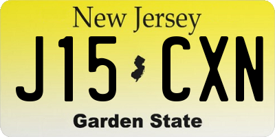 NJ license plate J15CXN