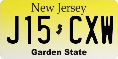 NJ license plate J15CXW