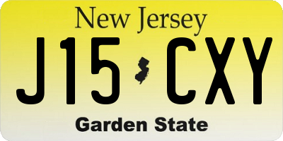 NJ license plate J15CXY