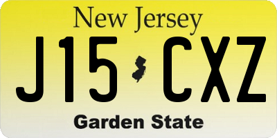 NJ license plate J15CXZ