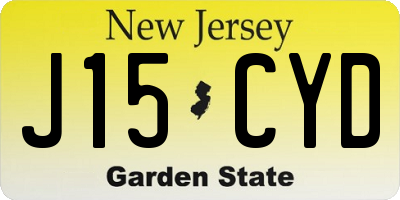 NJ license plate J15CYD