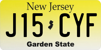 NJ license plate J15CYF