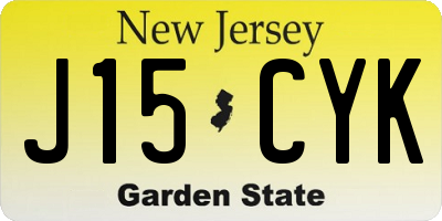 NJ license plate J15CYK