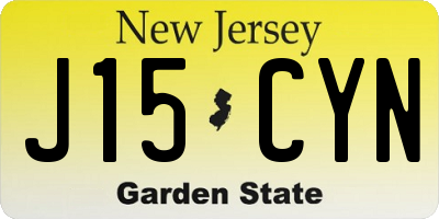 NJ license plate J15CYN
