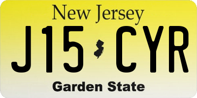 NJ license plate J15CYR
