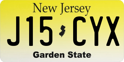 NJ license plate J15CYX