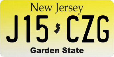 NJ license plate J15CZG