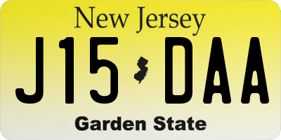 NJ license plate J15DAA