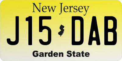 NJ license plate J15DAB