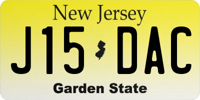 NJ license plate J15DAC