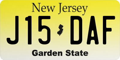 NJ license plate J15DAF