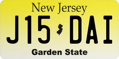 NJ license plate J15DAI