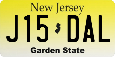 NJ license plate J15DAL