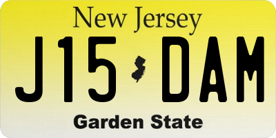 NJ license plate J15DAM