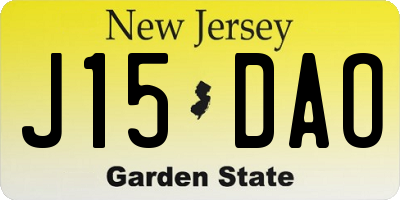 NJ license plate J15DAO