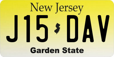 NJ license plate J15DAV