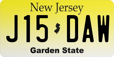 NJ license plate J15DAW