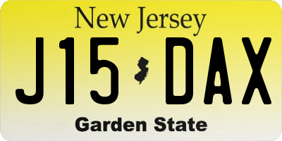 NJ license plate J15DAX