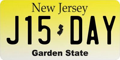 NJ license plate J15DAY