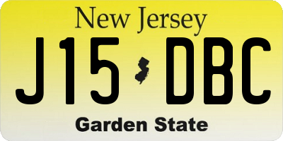 NJ license plate J15DBC