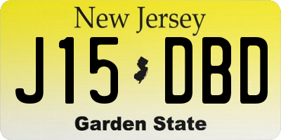 NJ license plate J15DBD