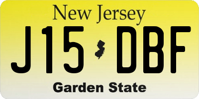 NJ license plate J15DBF