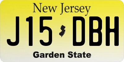 NJ license plate J15DBH