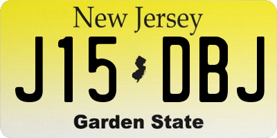 NJ license plate J15DBJ