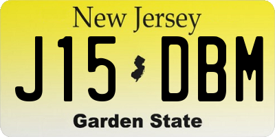NJ license plate J15DBM